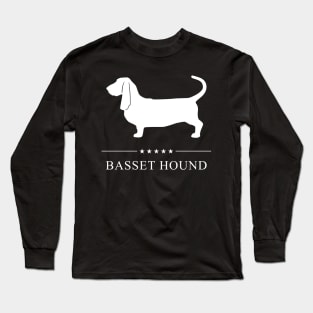 Basset Hound Dog White Silhouette Long Sleeve T-Shirt